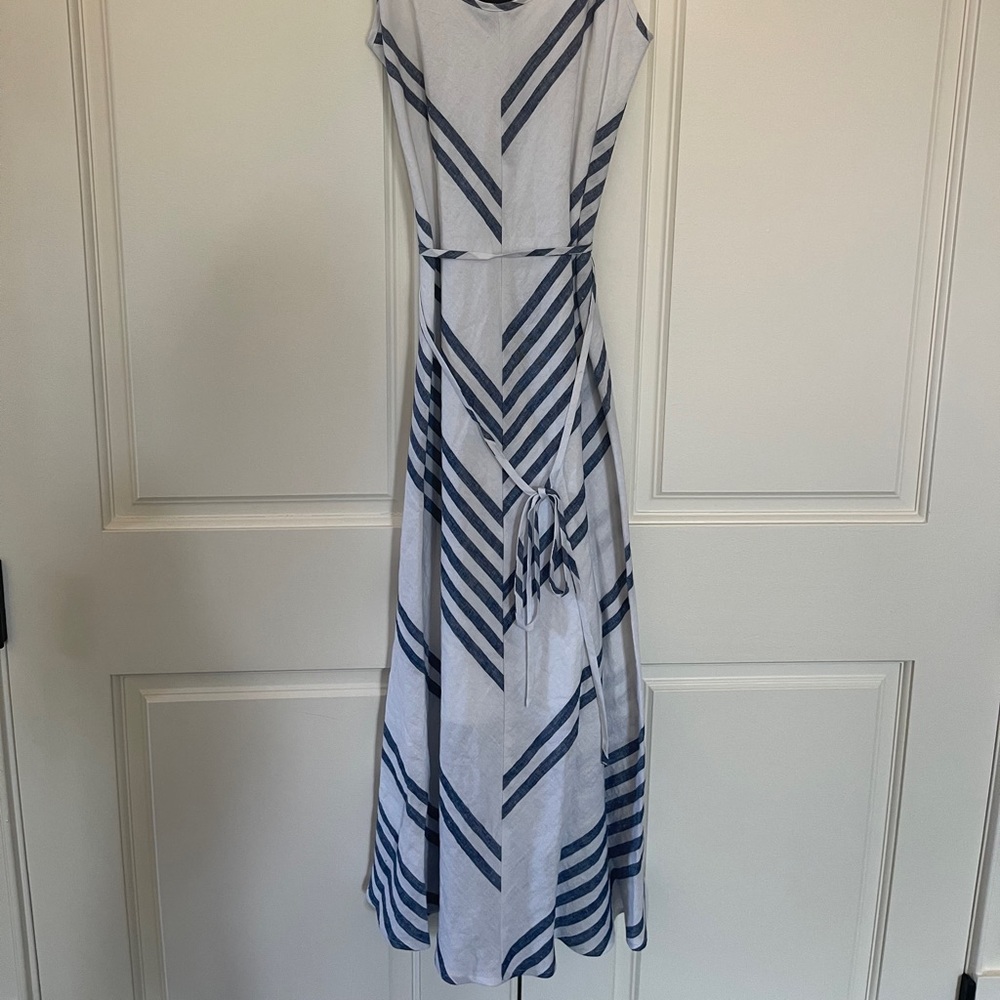 spaghetti strap white and blue stripe sun dress